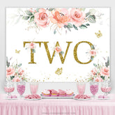 Rosa Blume Funkeln Schmetterling Wild Zwei Geburtstag Hintergrund